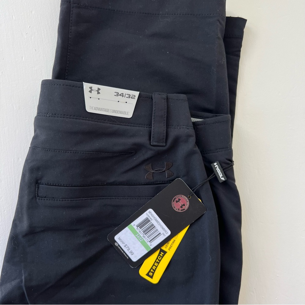 NWT Under Armour Men’s black pants. Size 34/32.